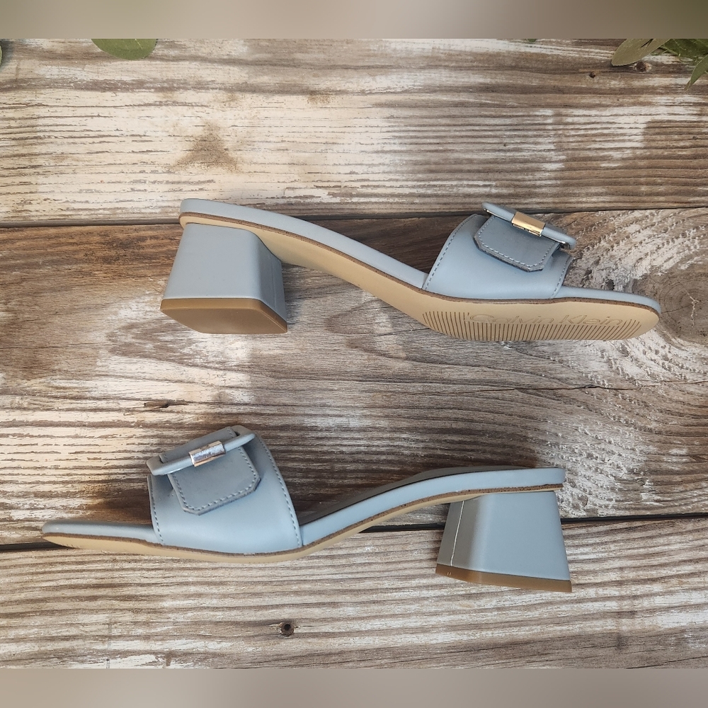 CK Ariella Smoke Blue Block Heel Buckle Slide Sandals NWOT Size 7M - Picture 7 of 10